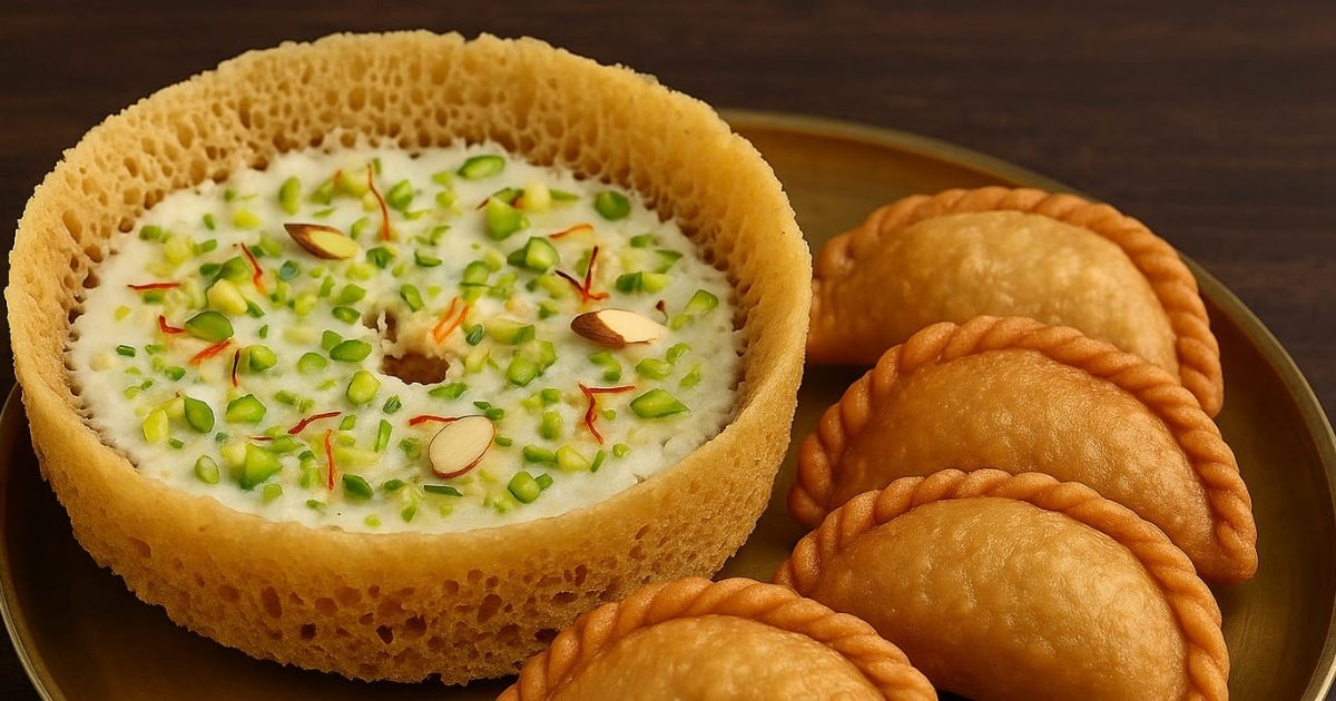 Hariyali Teej 2025 Special Ghevar and Mawa Gujiya Recipe. Hariyali Teej 2025 Ghevar and Mawa Gujiya recipe make festival special